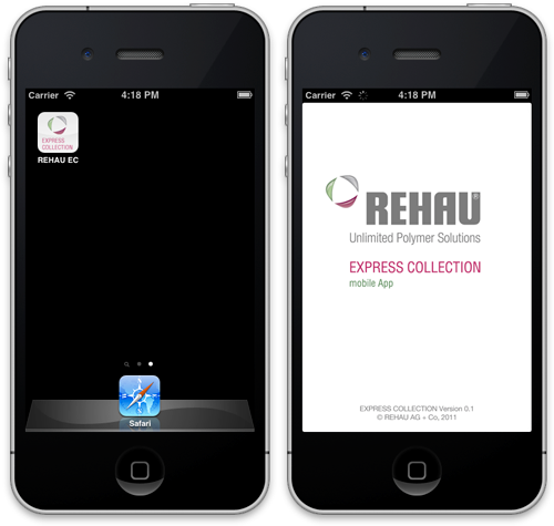 Screenshots of REHAU Express Collection